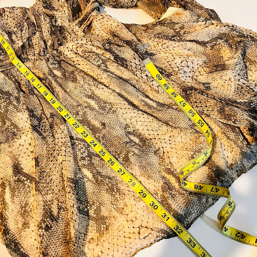 Express Snake Print Smocked Long Sleeve Dress Size XS NWT Brown - Picture 8 of 9